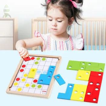 Montessori Pamäť 3D Drevený Blok Puzzle Stavebné Bloky Detí Raného Vzdelávania Vzdelávacie Hračky Geometrické Logické Myslenie