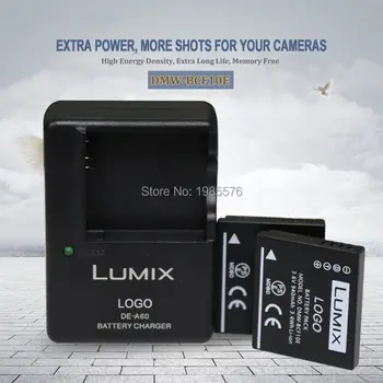 2pc Odolné 3.6 v 940mah DMW-BCF10E Li-Ion Nabíjateľná Fotoaparát Batérie Lumix DMW BCF10 DMW-BCF10GK S DE-A60 nabíjačky