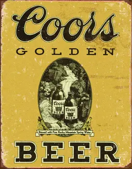 Coors Zlaté Pivo Vintage Tin Sign - Nostalgické Retro Kovových Stien Decor - Made in USA