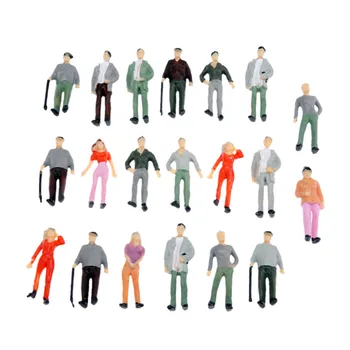 20pcs Model ľudí 1:42 Multicolor Plastové 40 mm/1.57 palcový Namaľovaný Obrázok Mini ľudí Budovy rozloženie Scény farebné Sedieť, Stáť