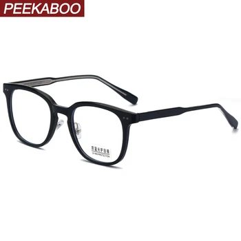 Peekaboo jasný objektív námestie okuliare, rám pre mužov retro štýl móda TR90 acetát okuliare žena optické príslušenstvo ženy čierna