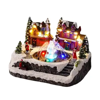 LED Vianočné Snow Dedine Dom Hudobné Fontány Rotujúce Budovy Socha pre Stolné Festival Dekorácia, Ozdoba Darček