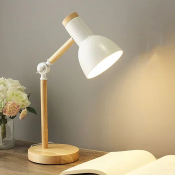 Kreatívne Nordic Drevené Umenie Železa LED Skladanie Jednoduchého Stolná Lampa Ochrana Očí Lampa stolná Lampa Obývacia Izba, Spálňa Domova