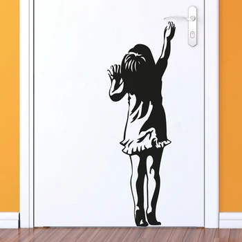 Banksy Dievčatko Dvere Nálepky Odtlačkový Dievča, Detská Izba Spálňa Street Art Graffiti Vinyl Domova