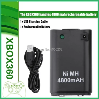 4800mAh Nabíjateľná Batéria + USB Nabíjací Kábel pre XBOX 360 Wireless Controller Gamepads Náhradná Bateria
