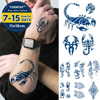 Atrament 15 Dní Trvalé Vodotesné Dočasné Tetovanie Nálepky Scorpion Dragon Tiger, Vlk Totem Flash Tatto Ženy Muži Body Art Tetovanie