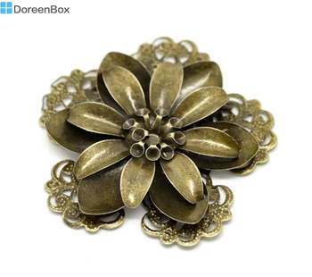10 Ks Doreen Box Filigránske Kvet Embellishment Zistenia Zliatiny Antickej Bronzovej Farbe 5.3x5.1 cm Pre KUTILOV, Šperky, Takže Veľkoobchod