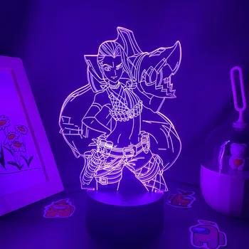LOL League of Legends Hra Obrázok Jinx 3D Led Neon Nočné Svetlo Obývacia Izba Farebný Dekor Hra LOL Jinx Lávové Lampy, Darčeky Pre Dieťa
