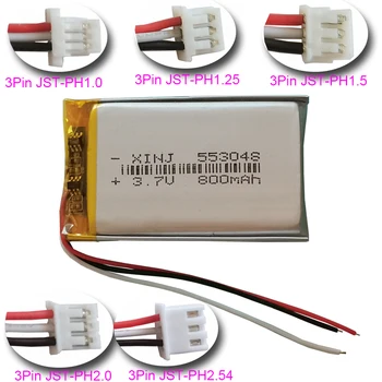 3.7 V, 800 mAh 2.96 Wh 553048 Thermistor 3 Vodiče Rechgerable Polymer Li Lipo Batérie 3Pin JST-XH 1.0 1.25 1.5 2.0 2.54 mm Plut