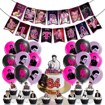Elvis Presley Dekorácie Banner Ballloon Caketopper Na Hillbilly Mačka Narodeniny Spevák Star Party Dekorácie Dodávky