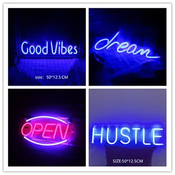 Sen Hustle Otvoriť Neon Nástenné svietidlo Osobné Slová Neónový nápis na Reštauráciu, Obchod Okno Domov Spálňa Vianočný Art Decor Lampa