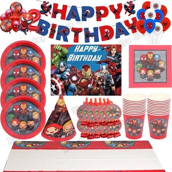 Disney Super hrdina Spiderman Iron Man Hulk Tému Party Dekor Jednorazové Pohár Papierové Taniere Balón Riad Baby Sprcha Dodávky