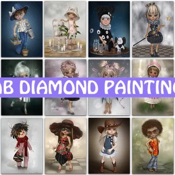 5D DIY Diamond Maľovanie Kit Girl Elfovia Anime Princezná Anjel Plné Námestie Kolo Diamond Mozaiky Výšivky Cross Stitch Domova