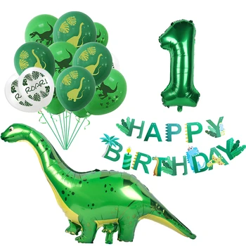 18pcs Dinosaura Latex Fólie Číslo Balóny Happy Birthday Bannery Deti Džungle Narodeninovej Party Dekorácie, Detské Sprcha Vzduchu Globos