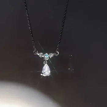 Nové Módne Waterdrop Choker Náhrdelník Biela Crystla Prívesok Strieborný Náhrdelník Farba Reťazca Roztomilý Romantický Luxusné Šperky Veľkoobchod