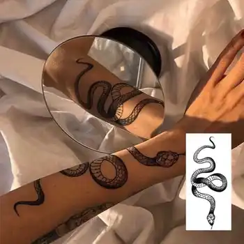 Sexy lady nepremokavá tetovanie nálepky hada, kvet, body art falošné tetovanie, sexy had tetovanie na rameno a stehno, priehlavku