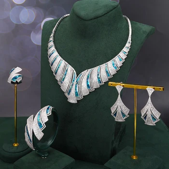 TIRIM Hyperbol Abalone Shell Náhrdelníky Sady pre Ženy Príslušenstvo Kubický zirkón luxusné Svadobné & Zapojenie Dubaj Svadobné Šperky