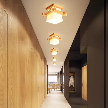 Jednoduché, Moderné LED Stropné Svietidlo Japonsko Retro Drevené Sklo Lampy, Obývacia Izba, Spálňa, Predsieň, Veranda, Balkón Svietidlá Dekor