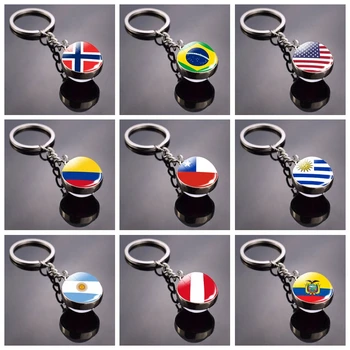 Štátna Vlajka prívesok na sklenenú Guľu Kľúčov s Príveskom, Brazília USA, Nórsko Vlajky Krajín Šperky Keychain pre Mužov a ženy