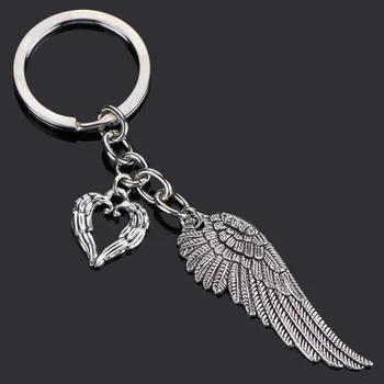 Anjelské Krídla Srdce Prívesok Na Lásku Roztomilý Taška Vintage Pierko Ženy Keychain Módne Ženské Šperky Darček