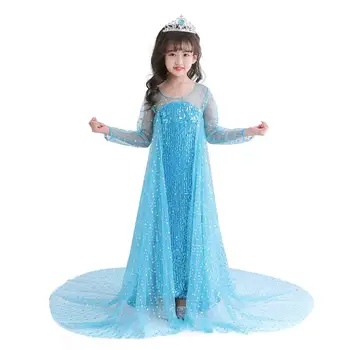 Nové Elsa šaty s dlhým rukávom dievča kostým snehová kráľovná party šaty Anna dievčatá oblečenie vestidos infantis Congelados disfraz princesa