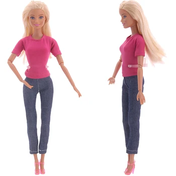 Ručné Barbie Oblečenie Šaty T-shirt + Denim Ceruzkou Nohavice Pre 12 Palcový Barbie Príslušenstvo,Deti Hračka,k Narodeninám