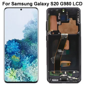 Originálne LCD AMOLED Pre Samsung Galaxy S20 S Rámom Lcd G980 G980F G980F/DS G981 Displej S dotykovou Obrazovkou Digitalizátorom. Montáž