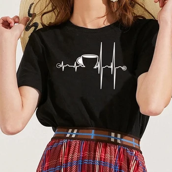 Tlkot srdca EKG, T Košele Ženy Pohár Vytlačené Krátky Rukáv Tshirts Harajuku Ulzzang Tumblr Graphic T Shirt Femme Hot 2020 Oblečenie