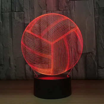 Volejbal 3D LED Nočné Svetlo 7 Farieb Svetla, pre Domáce Dekorácie, Lampy Úžasné Vizualizácie Optické Ilúzie Darček Pre Šport
