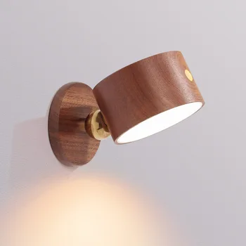 Joylove Drevené Stolové Lampy, USB Nabíjanie Dotyk Magnetické Sacie LED Nočné Svetlo Ochrana Očí Stmievanie Atmosféru Nočná Lampa