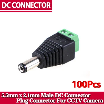 Veľké predaj 100KS DC Konektor CCTV muž Zapojte Adaptér Kábel UTP Videa Balun Konektor 5.5 x 2.1 mm doprava Zdarma !!