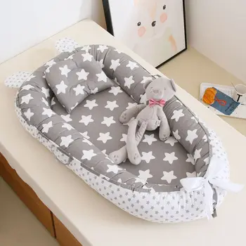 Detská postieľka posteli uprostred posteľ vymeniteľné prenosný skladací mäkké pohodlné detská posteľ stroj umývateľný maternice bionic prevencia stlačením