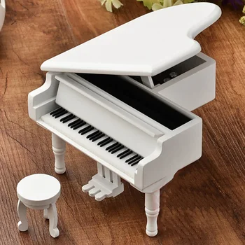 Drevené Grand Piano Music Box 3d Puzzle Mini Klavír Hračky Grand Darčeky Pre Deti, Dievčatá, Klasická Pekné Music Box S Stolice Plavidlá