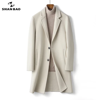 Jesenné a zimné vlnené kabát mužov pekný fit kvalitné obojstranné vlnené luxusné high-kvalitné strednej dĺžky zákopy srsti