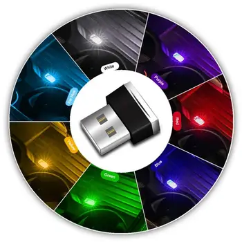 5V USB Konektor 7 Farieb Mini LED Auto Atmosféru Svetla Plug And Play Svetlo Interiéru Vozidla Strechy Neon Noc Lampa pre Domáce PC Noteb