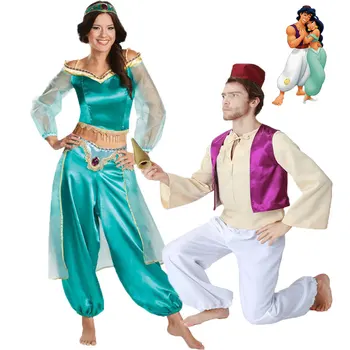 Umorden Rozprávky Aladdin Lampa Aladdin Kostým Princezná Jasmine Kostýmy pre Dospelých Muži Ženy Pár Arabské Odevy