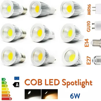 LED Spotlight GU10 Led COB Stmievateľné Žiarivky E27 E14 MR16 AC DC 12V 6W Bodové Žiarovky Vysoký Výkon lampy AC 110V 220V Pre Home Decor