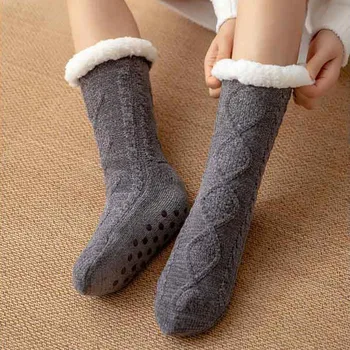 Fluffy Sock Plyšové Dámske Zimné Teplé Ženské Non Slip Protišmykové Uchopenie Spacie Poschodie Papuče Krátke Tepelné Chlpaté Ponožky Dámy 2023