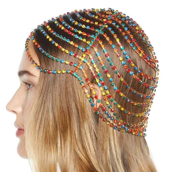 Farebné Svadobné Headpiece Boho Drahokamu hlavový most Šperky pre Ženy, Luxusné Crystal Reťazca Krídlovky Spp Svadobné Doplnky do Vlasov