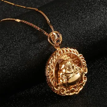 Trendy Budhizmus Šperky pre Ženy, Zlatá Farba Maitreya Budha Prívesok Náhrdelník Žehnaj Šperky