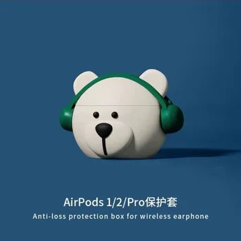 Kórea Biela Silikónová Medveďa Airpods 1 2 3 Pro Bezdrôtové Bluetooth Slúchadlá Mäkké Ochrany Prípade Chránič Kryt Anti-stratil Box