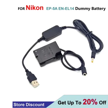 5V USB Kábel, Adaptér + EP-5A ENEL14 EN-EL14 Falošné Batéria Pre Nikon P7800 P7100 D5500 D5600 D3300 D3400 D5100 D3200 D3
