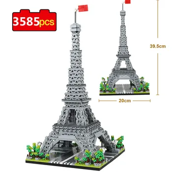 3585pcs Svetovej Architektúry Model Stavebné Bloky, Paríž, Eiffelova Veža Diamant Micro Stavebné Tehly HOBBY Hračky pre Deti Darček