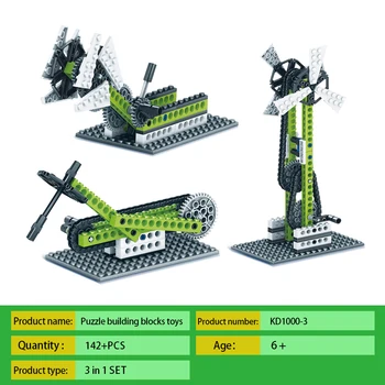 Kidsbits 3-v-1 142+KS DIY Puzzle Stavebné Bloky Starter Kit Kompatibilné S Lego Bloky Pre Deti Hračky(Nezmontované)