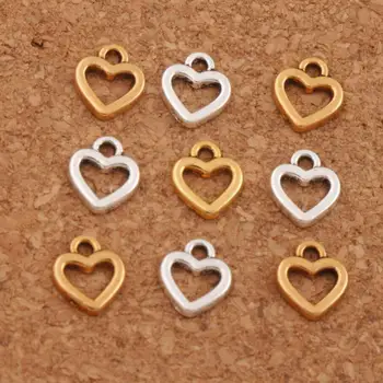 Malé Otvorené Srdce Charms Prívesky Módne Šperky DIY L950 240pcs 6.7x7.8 mm Zliatiny Zinku Tibetského Striebra