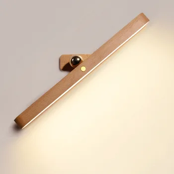Nabíjanie pomocou pripojenia USB Drevené Zrkadlo Predné Fill Light 360° Otáčanie LED Nočné Svetlo Prenosné Magnetické Nástenné Svietidlo Spálňa, Nočné Lampy