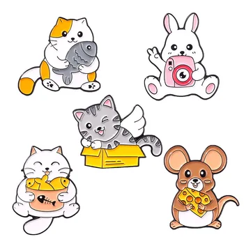 Kresby Zvierat Preklopke Kolíky Roztomilé Anime, Mačka, Králik Smalt Odznaky, Brošne Pre Ženy Mini Hidžáb Kolíky Dekoratívne Brošňa Pre Oblečenie