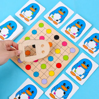 Penguin Nájsť Farebné Hra Montessori Detské Drevené Vzdelávacie Hračky pre Deti Raného Vzdelávania Zodpovedajúce farebné Batoľa Vzdelávania