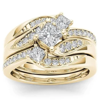 Kúzlo Zlatá Farba Hip Hop Prstene pre Ženy Móda Vykladané Zirkónmi Kryštály Snubné Prstene, Zásnubné Svadobné Šperky