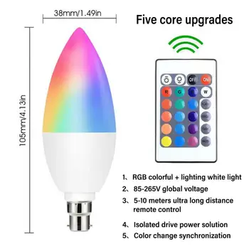 Smart Žiarovky E12/14/E26/E27/B22 Sviečka, Lampa RGB IR Diaľkové Ovládanie Kompatibilné Led Žiarovka Smart RGBW Led Lampy Domova Nástroje